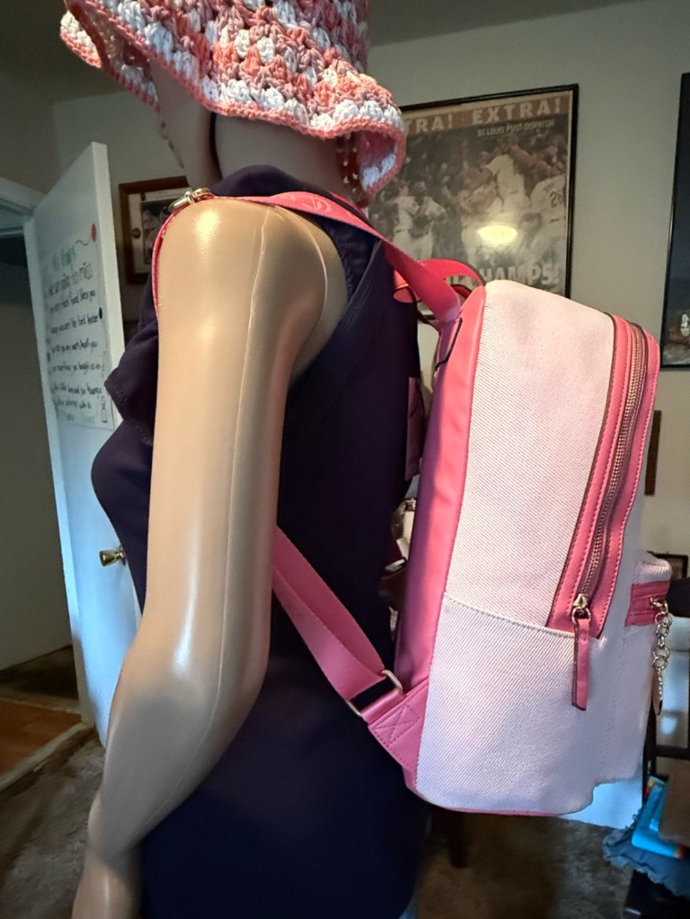 JUICY COUTURE Backpack with Hot Pink Trim and Strawberry Patch. CUTE/TRENDY 🥰 - Picture 3 of 5